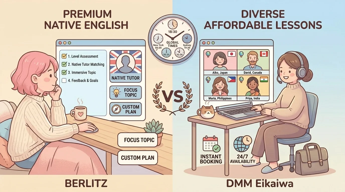 ベルリッツ vs DMM英会話｜料金・講師・メソッドを徹底比較【2026年版】