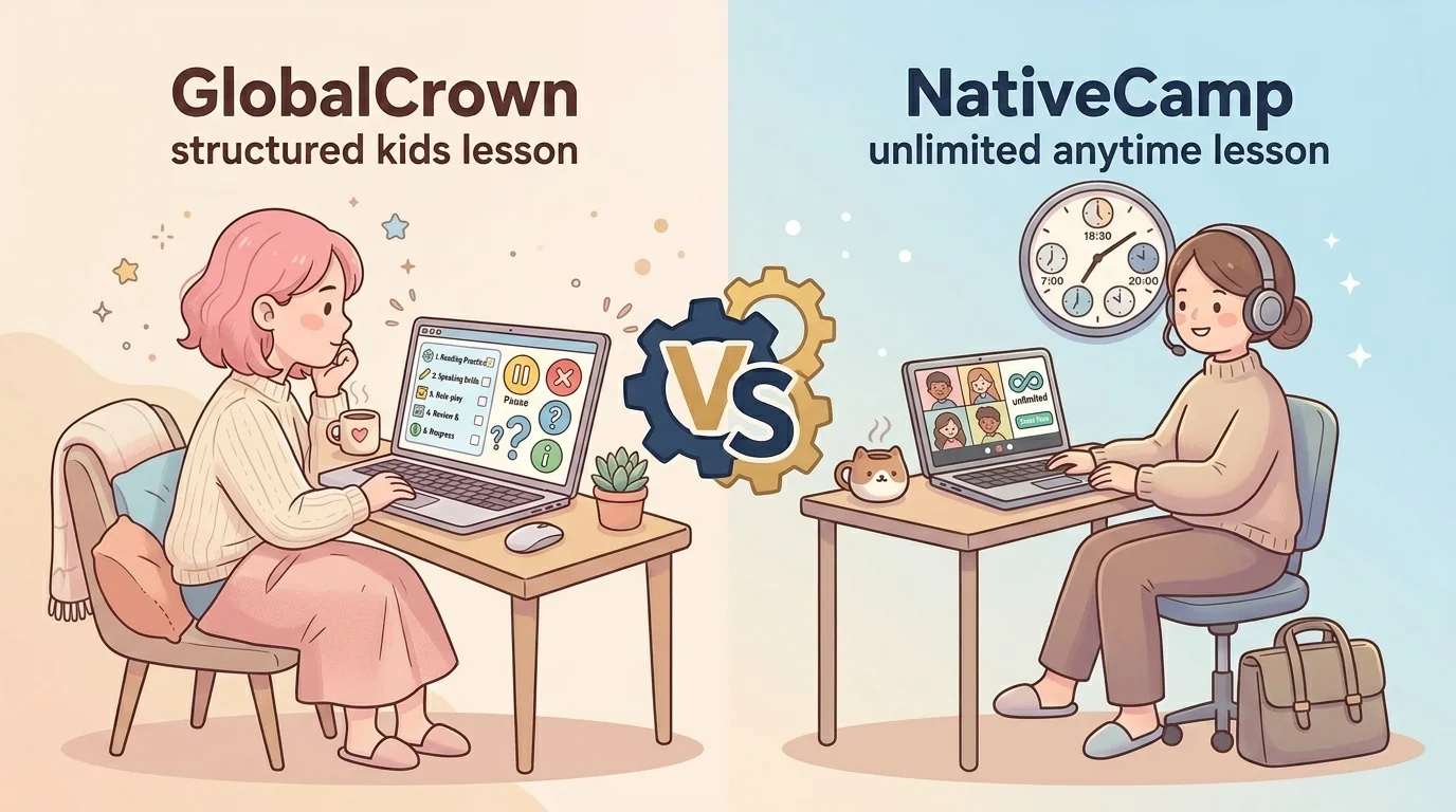 GLOBAL CROWN vs ネイティブキャンプ｜固定スケジュール vs 受け放題を徹底比較【2026年版】