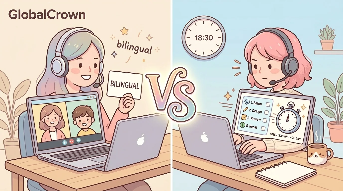 GLOBAL CROWN vs QQEnglish｜子ども専門 vs カランメソッド総合型を徹底比較【2026年版】