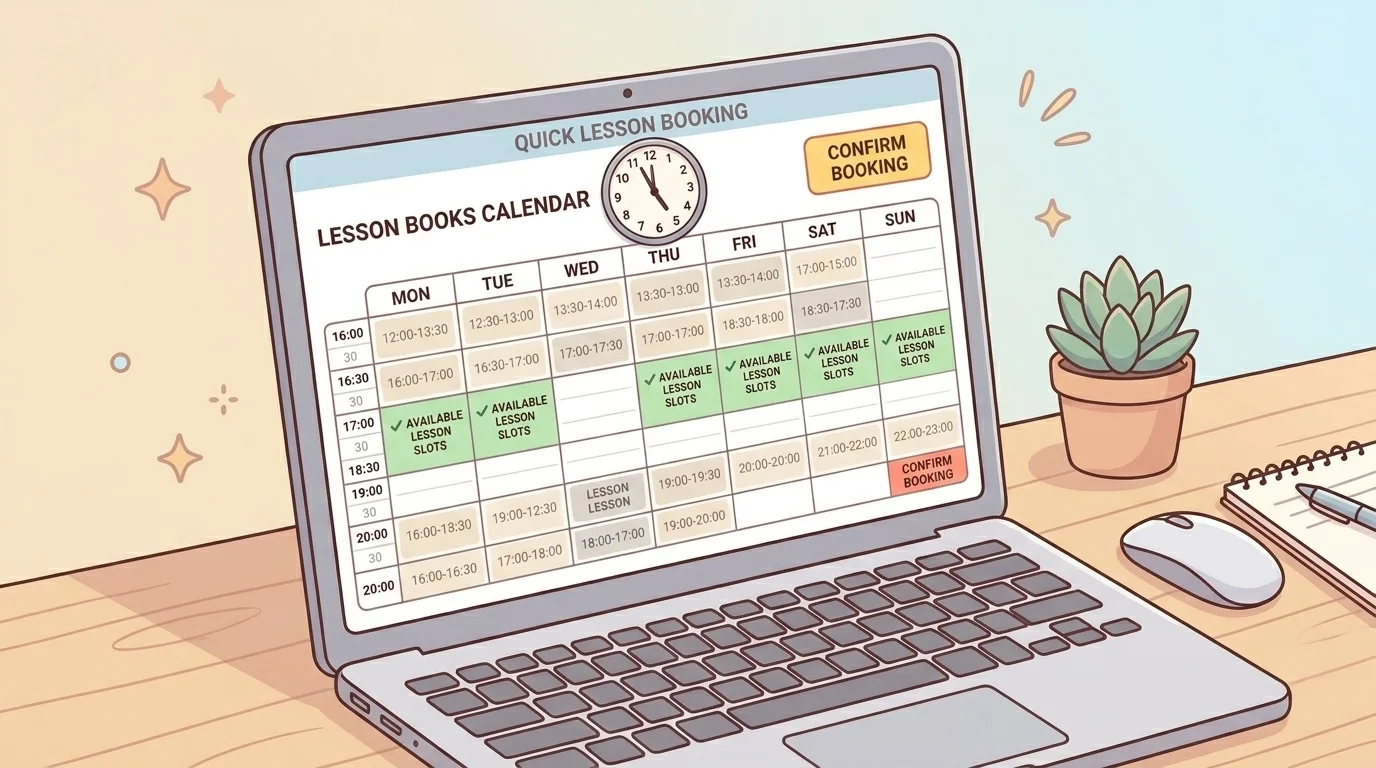 レアジョブ英会話の予約方法｜5分前予約OK・取りやすい時間帯【2026年版】